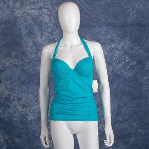 NWT Tommy Bahama Pearl Tummy Control Tankini S Caribe Blue C/D Bra
